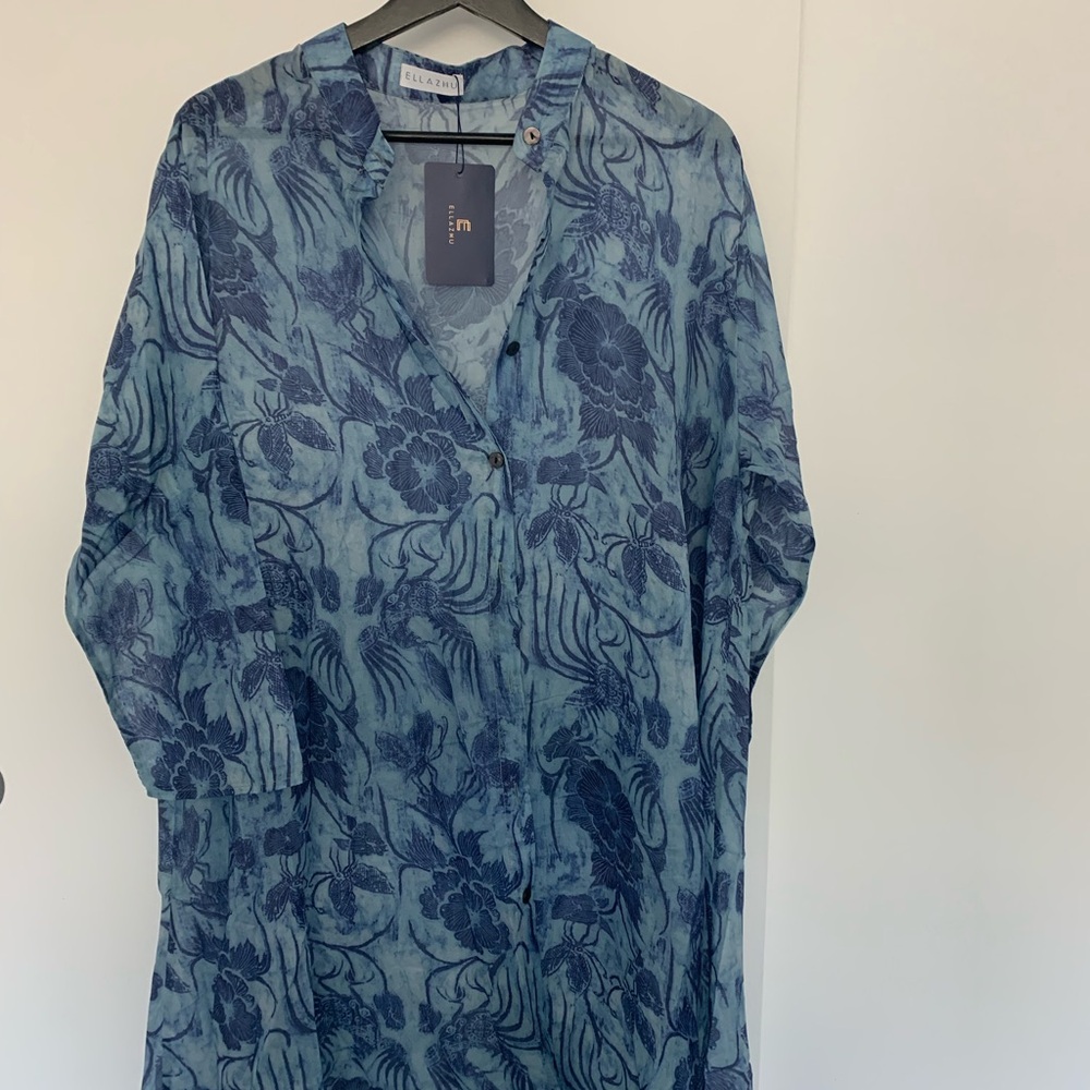 Ella Blue Floral Tunic Top